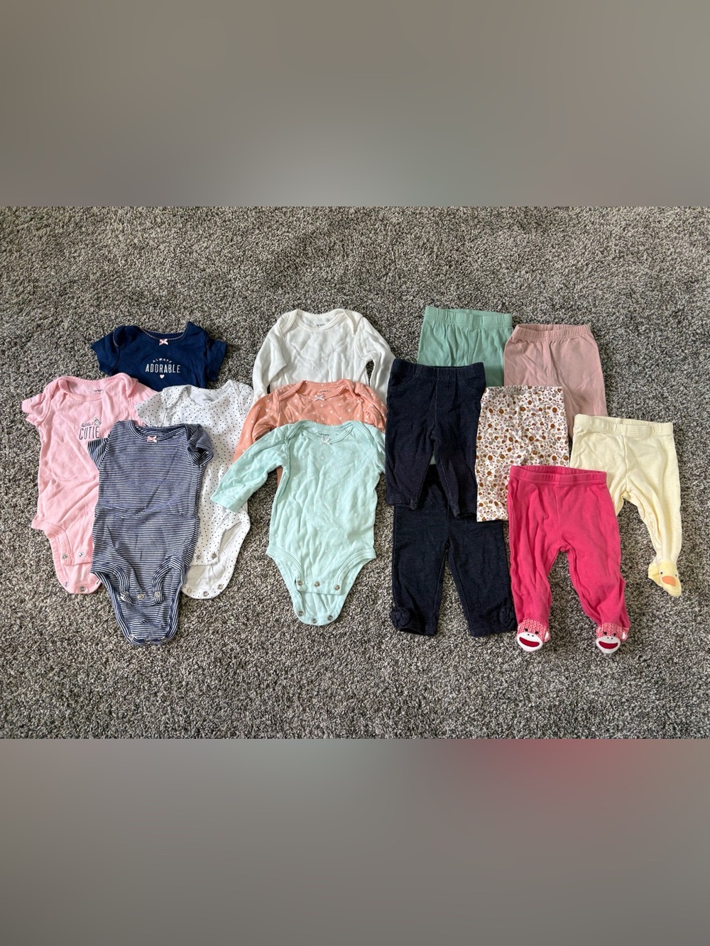 Baby Girl Clothes Lot 3 Months Carter’s Onesies Pants Bundle 14 Pieces